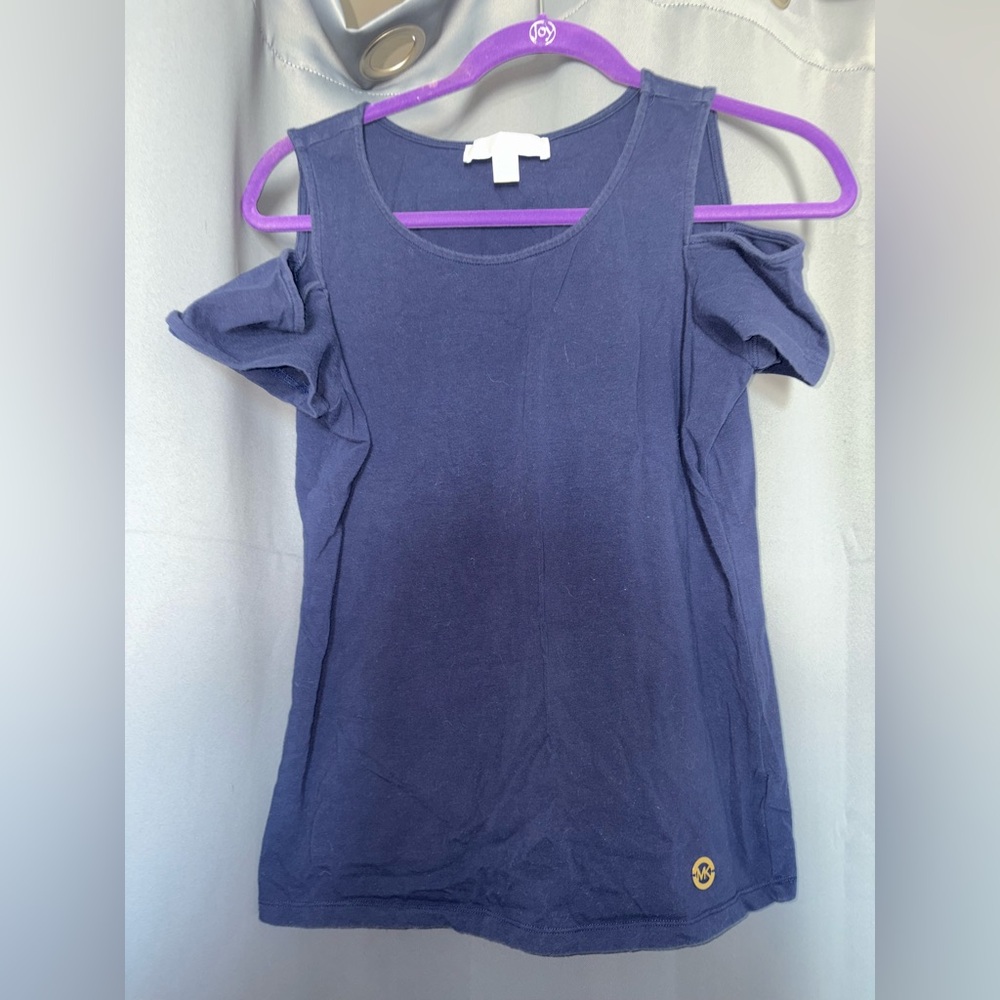 Michael Kors Navy Blue Cold Shoulder Tee